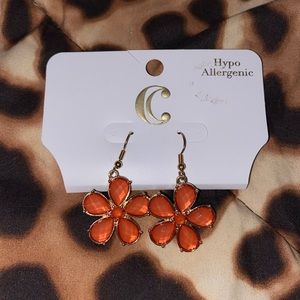 Coral Flower Dangle Earrings